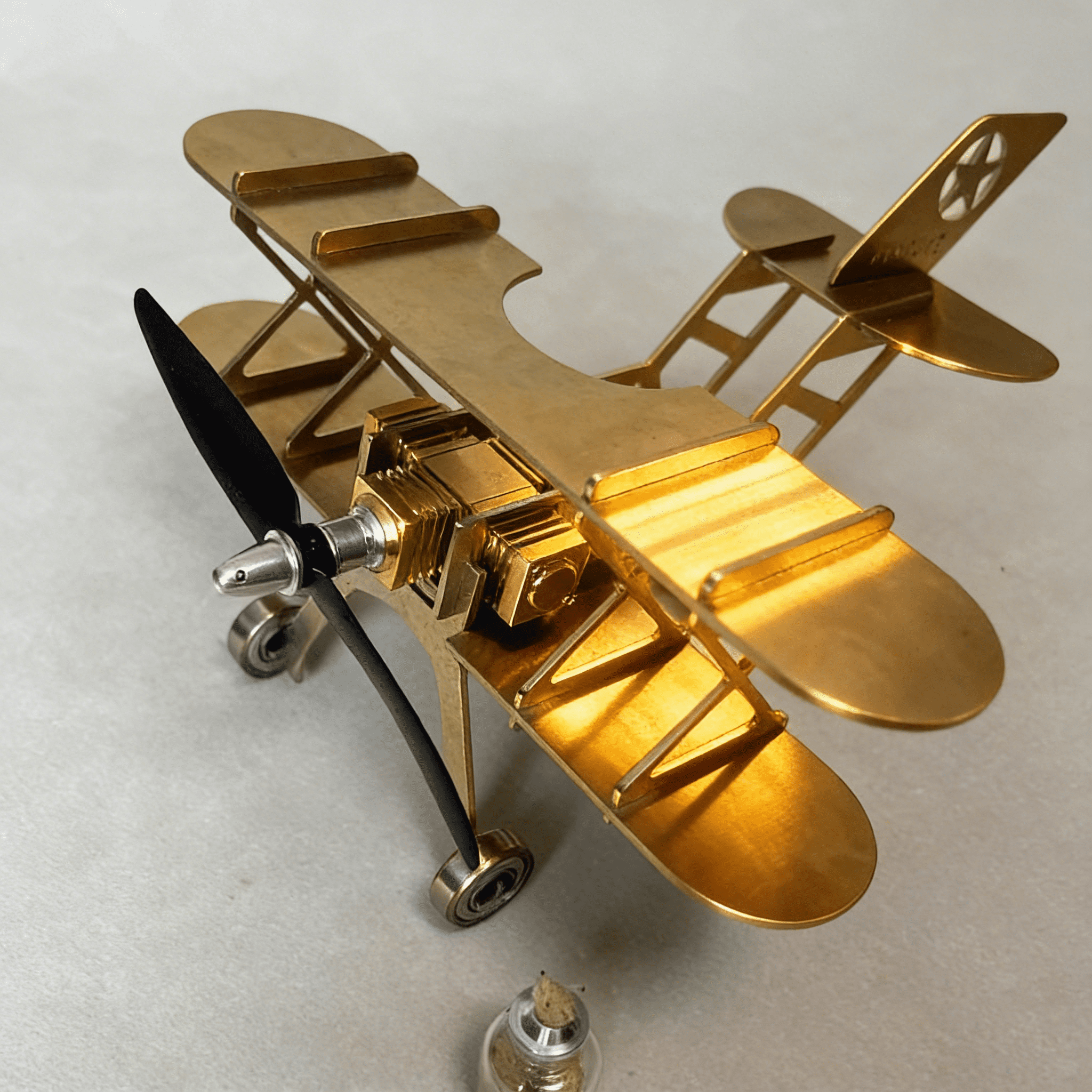 Stirling Engine Aircraft Model Kit – Upgraded Mini Stirling Engine with Metal Airplane Frame, Heat Powered Desktop Engine Model, Educational Physics Experiment Kit for Adults & Collectors