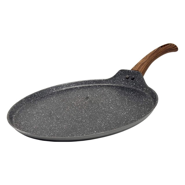 Crepera antiadherente de mármol gris y madera 32 cm
