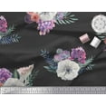thumbnail image 2 of Soimoi Black Cotton Duck Fabric Leaves & Anemone Floral Decor Fabric Printed Yard 44 Inch Wide, 2 of 3