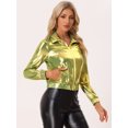thumbnail image 3 of Chaquede chándal pamujer Chaquemetálide manlarbrillante holográficon cremalleen parte delanteOro Verde S, 3 of 6