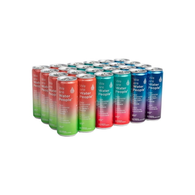 Agua de Manantial Gasificada Water People Variety Pack 24 latas de 355 ml Toronja - Mora - Fresa