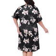 thumbnail image 4 of DARING DIVA Women's Plus Size Satin Floral Short Sleeve Round Neck Nightgown 2X Black, 4 of 6