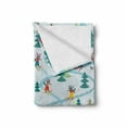 thumbnail image 2 of Sports Soft Flannel Fleece Throw Blanket, Funny Raccoons Skiing Winter Pine Tree Christmas Humor Noel Childish Print, Cozy Plush for Indoor and Outdoor Use, 50" x 70", Multicolor, by Ambesonne, 2 of 6