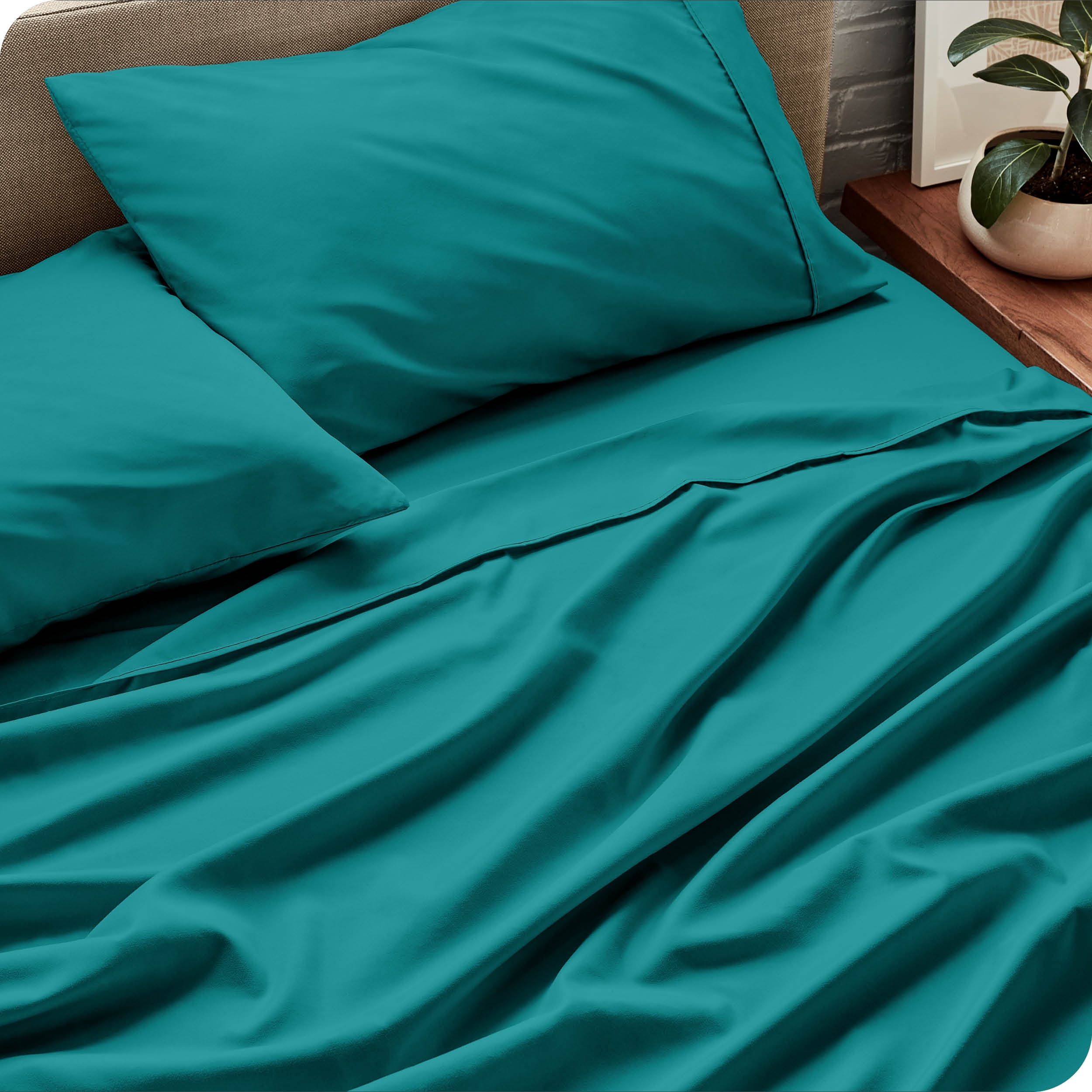 Bare Home Emerald Microfiber Sheet Set, Wrinkle Resistant, Deep Pocket, Full