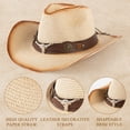 thumbnail image 2 of COOPLUS Womens Straw Cowgirl Hat Wide with Shapeable Brim Western Cowboy Sun Hat for Women, 2 of 7
