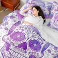 thumbnail image 4 of Homewish Abstract Gradient Skull Bedding Comforter Set 7-Piece for Female Men Women,Bohemian Chic Flowers King Bedding Sets,Starry Sky Ultra Soft Bed Sheets,Microfiber Bedroom Decor,Reversible, 4 of 8