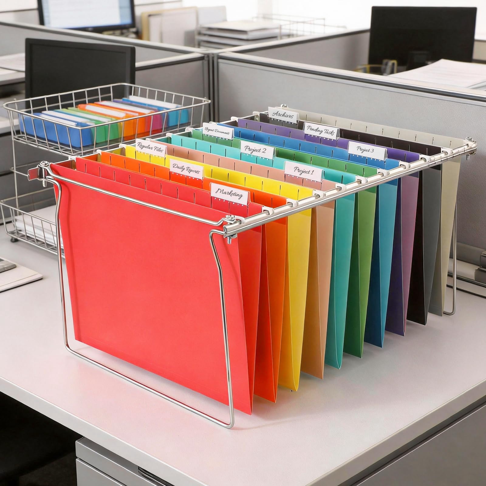 Hanging File Folders  50 Pack Letter Size With 1/5-cut Tabs Stay Organized For Your Home And Office Bulk Documents Paper 10 Assorted Colors