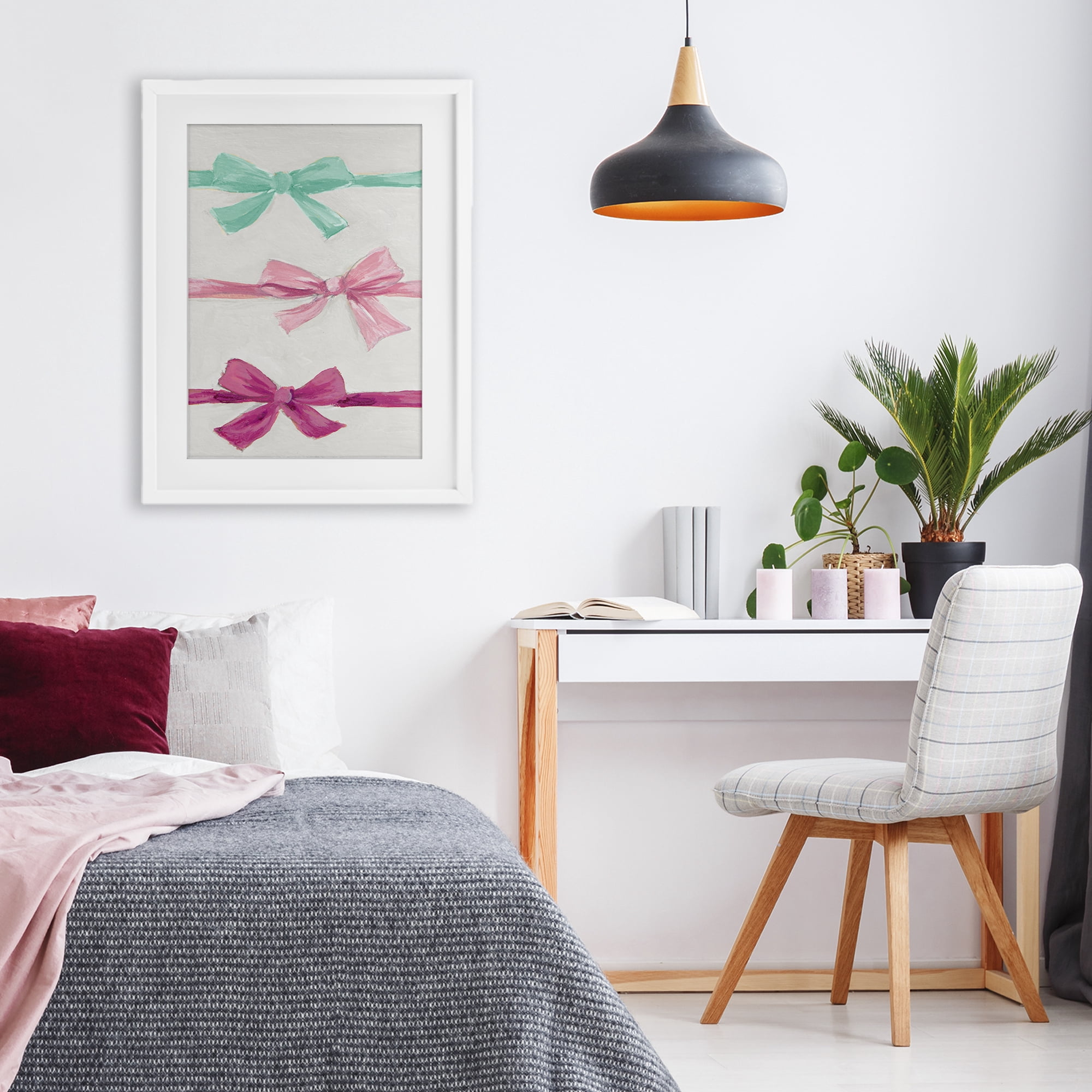 Stupell Industries Ribbon Bows Trio White Framed Print Under Glass, design by Lanie Loreth