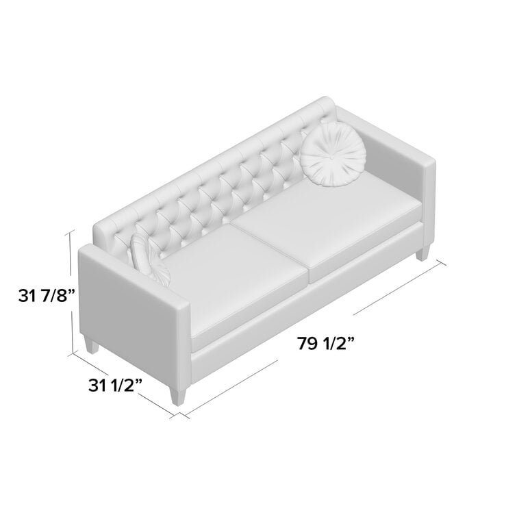 Uspridefurniture Gerame 79.5'' Velvet Square Arm Sofa, Gray