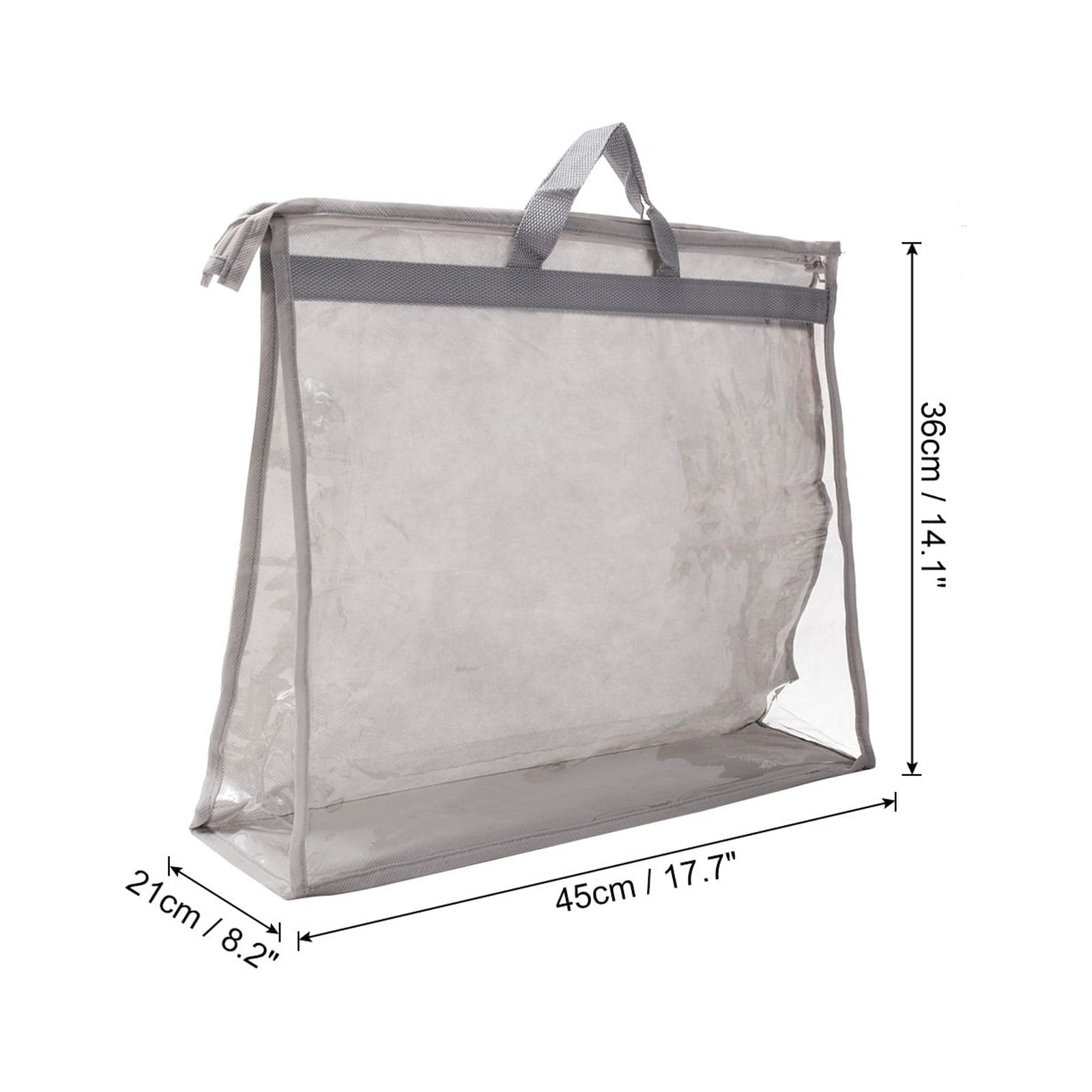 Unique Bargains Handbag Dust Bags Clear Purse Storage Organizer Dustproof Cover 17.72"x8.27"x14.17" Light Gray