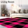 thumbnail image 2 of ODIKA 8'x10' Machine Washable Non-Slip Area Rug, Buffalo Check Featuring Festive Evergreen Truck and Tartan Plaid High Traffic Rug, Pink, 651788, 2 of 5