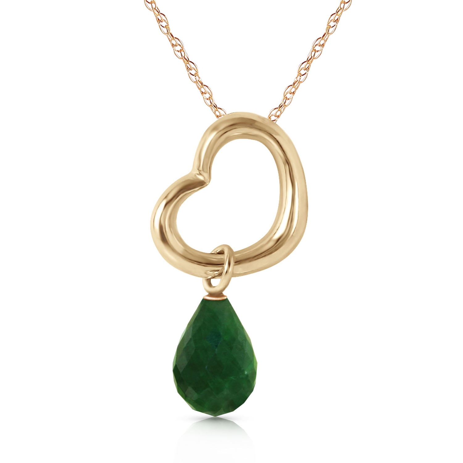 Galaxy Gold 14K Solid Gold Natural Emerald Drop Pendant Necklace for Women - Yellow Gold Fine Jewelry