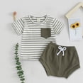 thumbnail image 2 of Pandaie Toddler Baby Boy Summer Outfits Short Sleeve T Shirt Shorts Set Newborn Infant 2 Piece Clothing Set for Little Kid 0-18 Months Green, 2 of 8