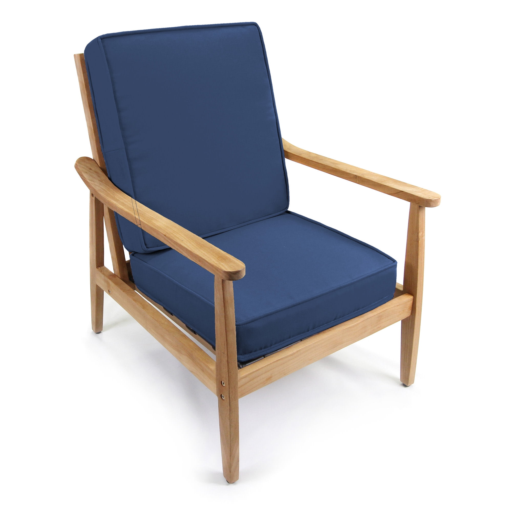 Jordan Manufacturing Sunbrella 45" x 22" Canvas Navy Solid Rectangular Outdoor Deep Seat Chair Cushion Set with Ties and Welt