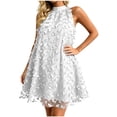 thumbnail image 2 of ClodeEU Women's Halter Neck Lace Mini Dress,Sleeveless A Line Flare Cocktail Dress White,Women's Plus L, 2 of 7