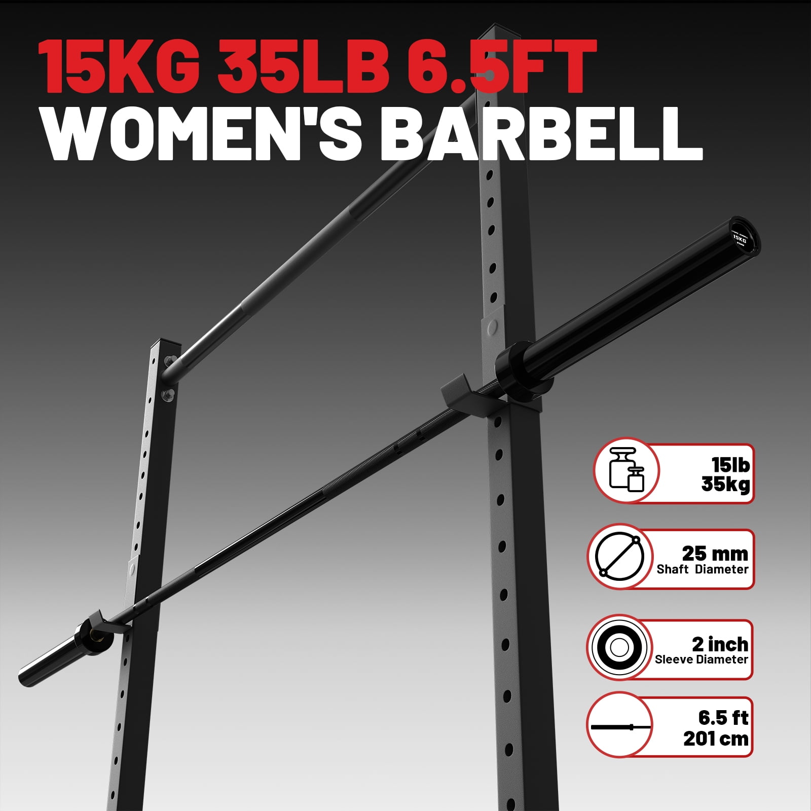 ROALW Olympic Barbell Bar 6.5 ft - 1,000 lb Capacity for Weightlifting, Powerlifting, Bench Press, Deadlift & Squat - Strength Training Barbell for Gym, Black