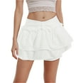 thumbnail image 5 of GEWSEY Women's Elastic High Waist Bubble Skirt Loose Fit Mini Ruffle Skirts (White, S), 5 of 9