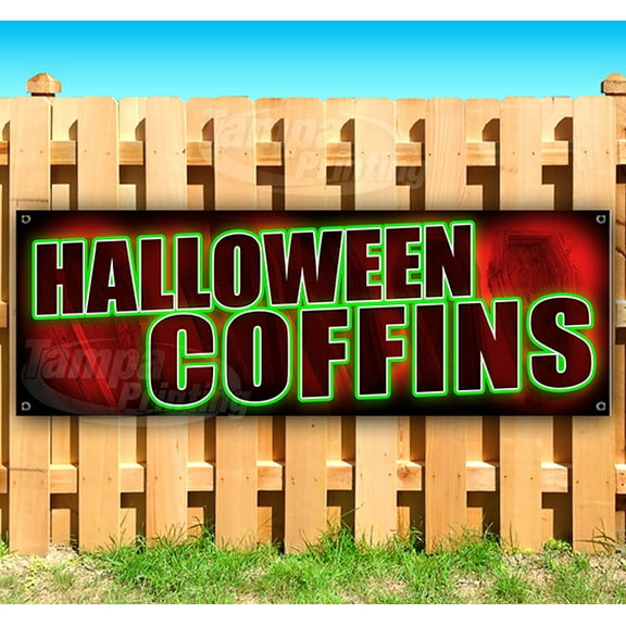 Halloween Coffins 13 oz Vinyl Banner With Metal Grommets