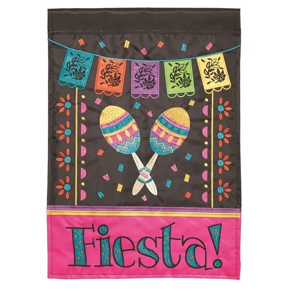 29 x 42 in. Double Applique Fiesta Polyester Garden Flag - Large