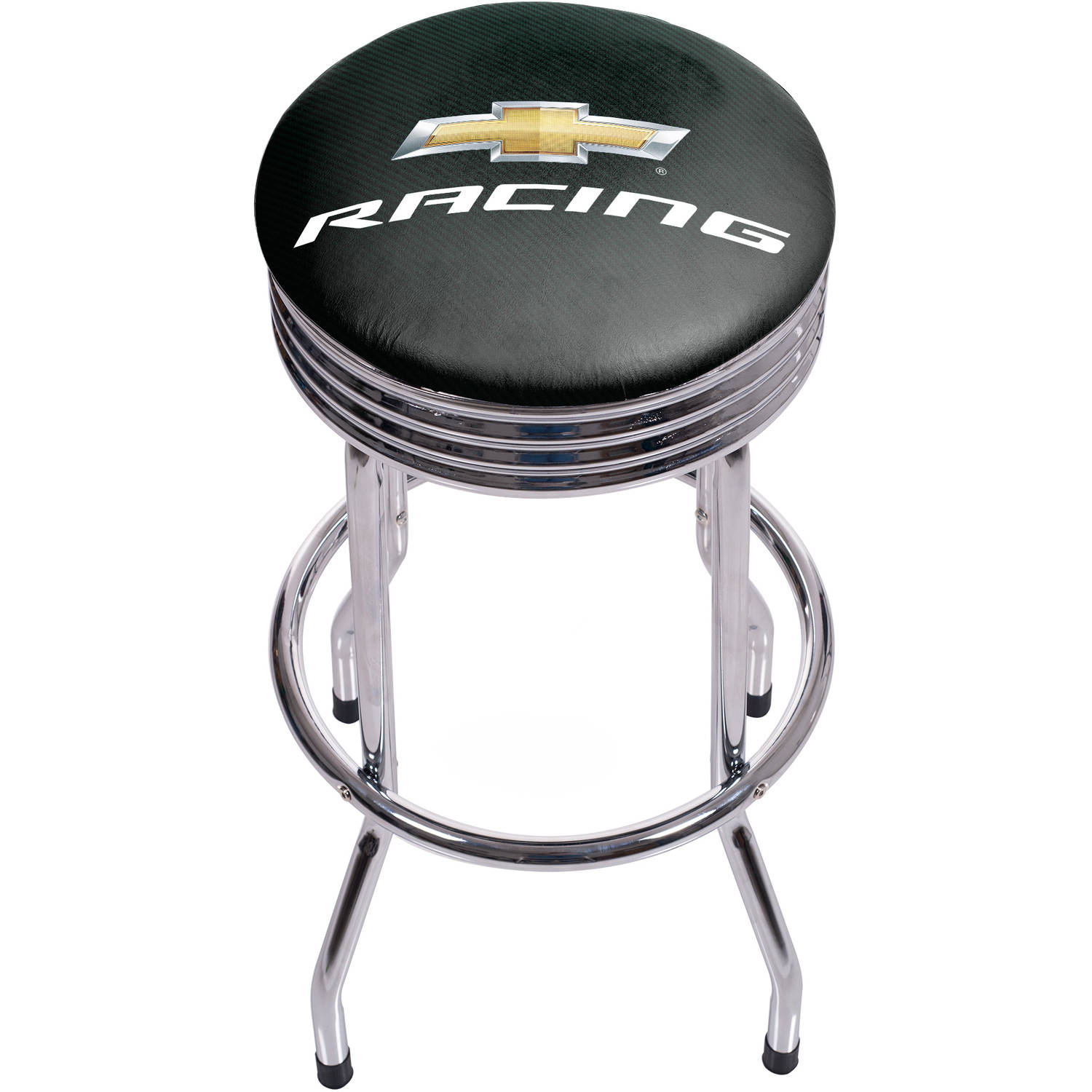 Chevrolet Chrome Ribbed Bar Stool, Chevy Racing