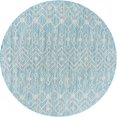 thumbnail image 1 of Unique Loom Outdoor Trellis Geometric Rug 3' 3 x 3' 3 Round Aqua Blue/Ivory, 1 of 2