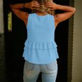 thumbnail image 6 of Women Sleeveless Ruffle Tank Tops Cotton Linen Pleated Peplum Vest Top Flowy Cropped Shirt Cute Summer Clothes,Light Blue XXL, 6 of 6