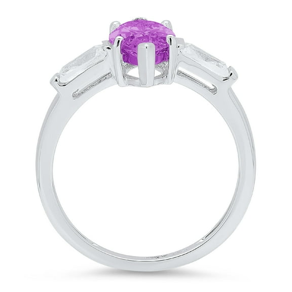 2 ct Marquise Cut Simulated Alexandrite Three-Stone Engagement Ring for Women in 18K White Gold