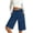 Blue, variant on Denim Bermuda Shorts for Women Drawstring Wide Leg Knee High Short Pants with Elastic Waist Casual Summer Loungewear Blue L