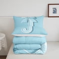 thumbnail image 5 of Erosebridal Blue Bowknot Comforter Sets Twin Size, Initial Letter J Comforters & Duvets, Cartoon Monogrammed Reversible Duvet Insert, Breathable Bedroom Decorative, 2pcs, 5 of 8