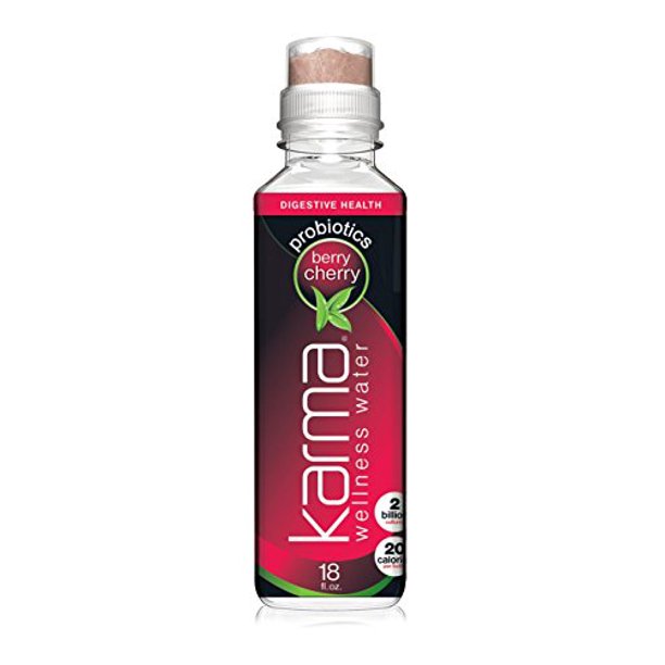 Karma Wellness Flavored Probiotic Water, Berry Cherry, 18 Fl Oz (Pack