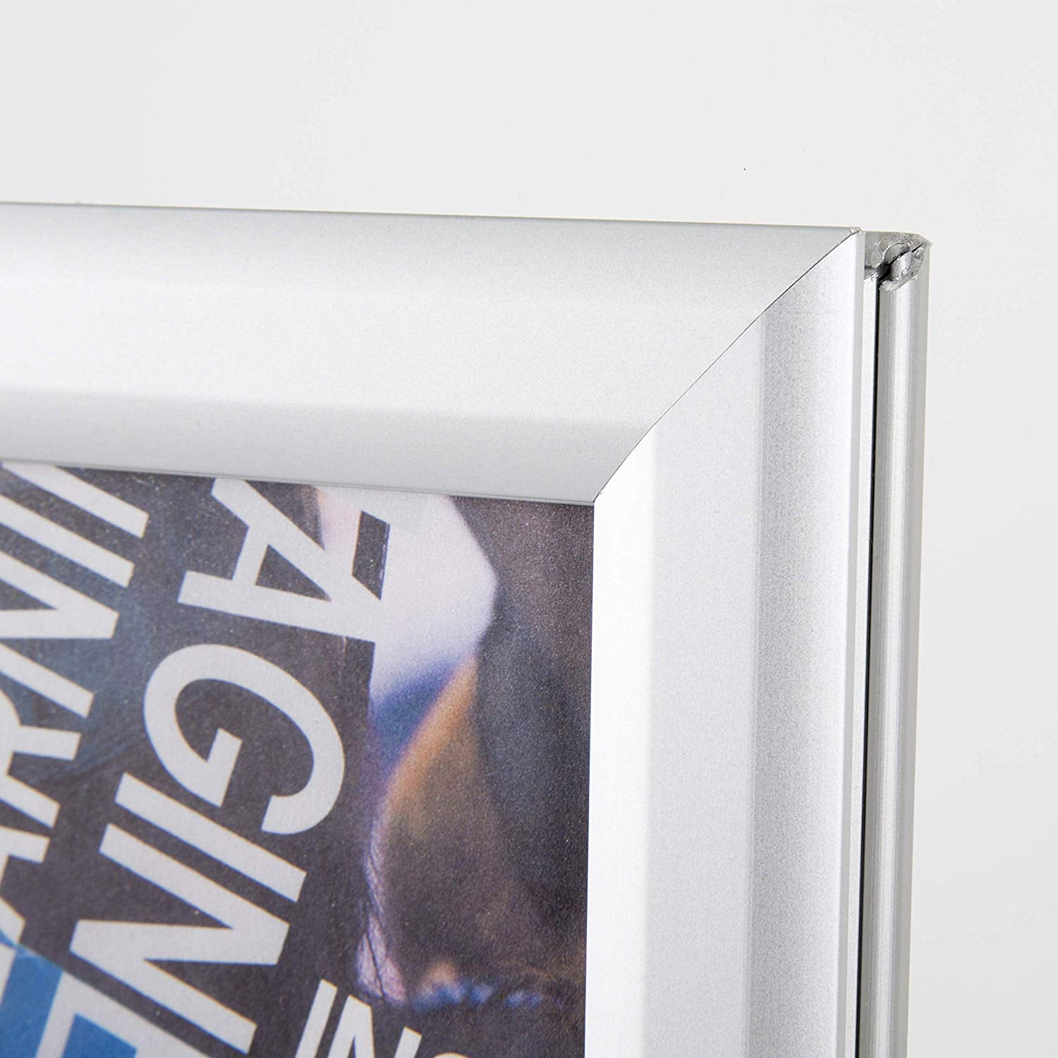 M&T Displays Front Loading Snap Window Frame Poster Size 1" Silver Color Profile, Mitered Corner (18x24)