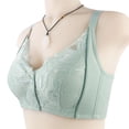 thumbnail image 4 of RYRJJ Front Closure Bras for Seniors Breathable Snap Closure Floral Lace Wireless Bras for Older Women Full Cup Support No Underwire Bra, 4 of 5