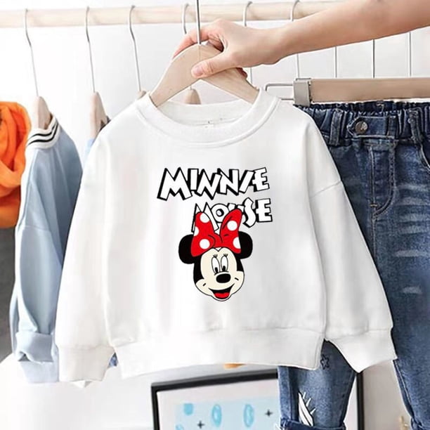 2022 Kids Toddler Round Neck Sweater Spring Autumn Girls Cartoon Printing Clothing Baby Minnie Mickey Mouse Fashion T-Shirt7T Gao Jinjia LED
