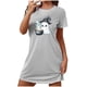 thumbnail image 4 of Camisón corto de talla grande para mujer, camisón de manga corta con estampado en el pecho, camisón corto, 4 of 4