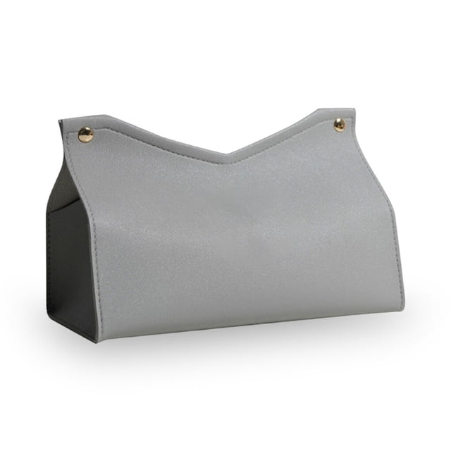 Wosthever Bolsa de almacenamiento de tejido de cuero PU en forma de V, soporte reutilizable de gran capacidad, contenedor de servilletas Almacenamiento y organización del hogar Gris