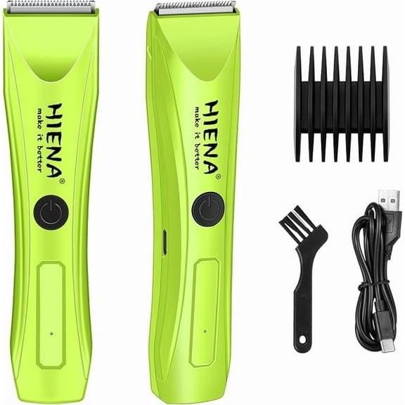 Body Hair Trimmer, Electric & Cordless Pubic Trimmers for Men, Multi-Function Body Groomer Set with Washable Blade (Yellow)