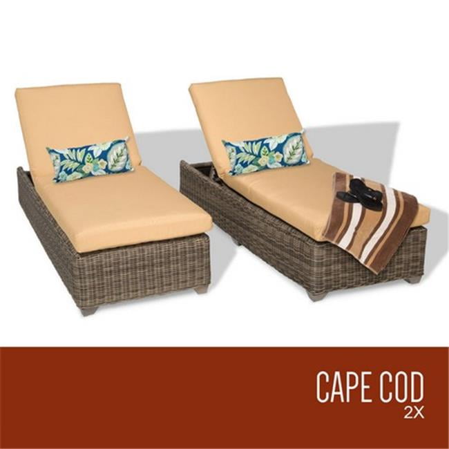 TKC Cape Cod Chaise Lounges Outdoor Wicker Patio Furniture, Set of 2