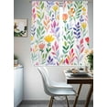 thumbnail image 4 of Watercolor Leaf Floral Sheer Curtains 63 Inches Long 2 Panels Colorful Leaves Light Filtering Semi Sheer Window Curtains Drapes for Bedroom Living Room 52"x63", 4 of 7