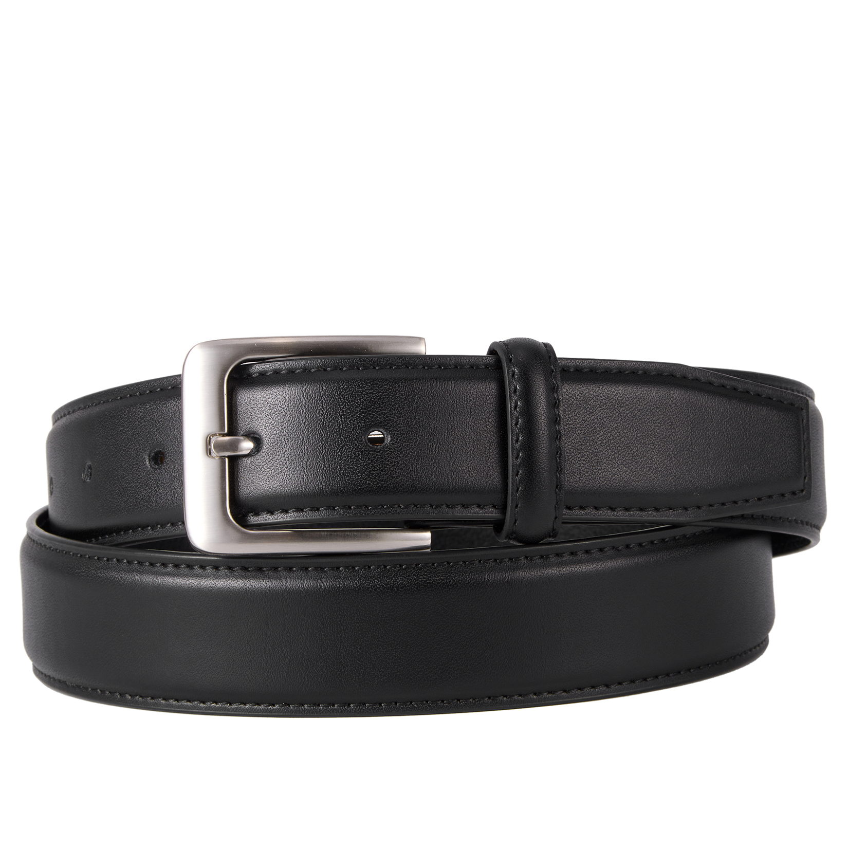 FIANMY Men's Leather Belt with Buckle, Classic Black photo 3
