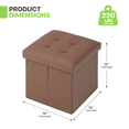 thumbnail image 2 of Magshion 15" Cube Collapsible Ottoman with Storage, PU Leather Storage Ottoman Foot Stool, for Living Room Bedroom Entryway, Brown, 2 of 8