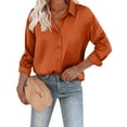 thumbnail image 4 of Gyexs Satin Blouses for Women Long Sleeve Button Down Silk Shirts Business Casual Loose Workwear Tunic Tops Orange, Size L, 4 of 4