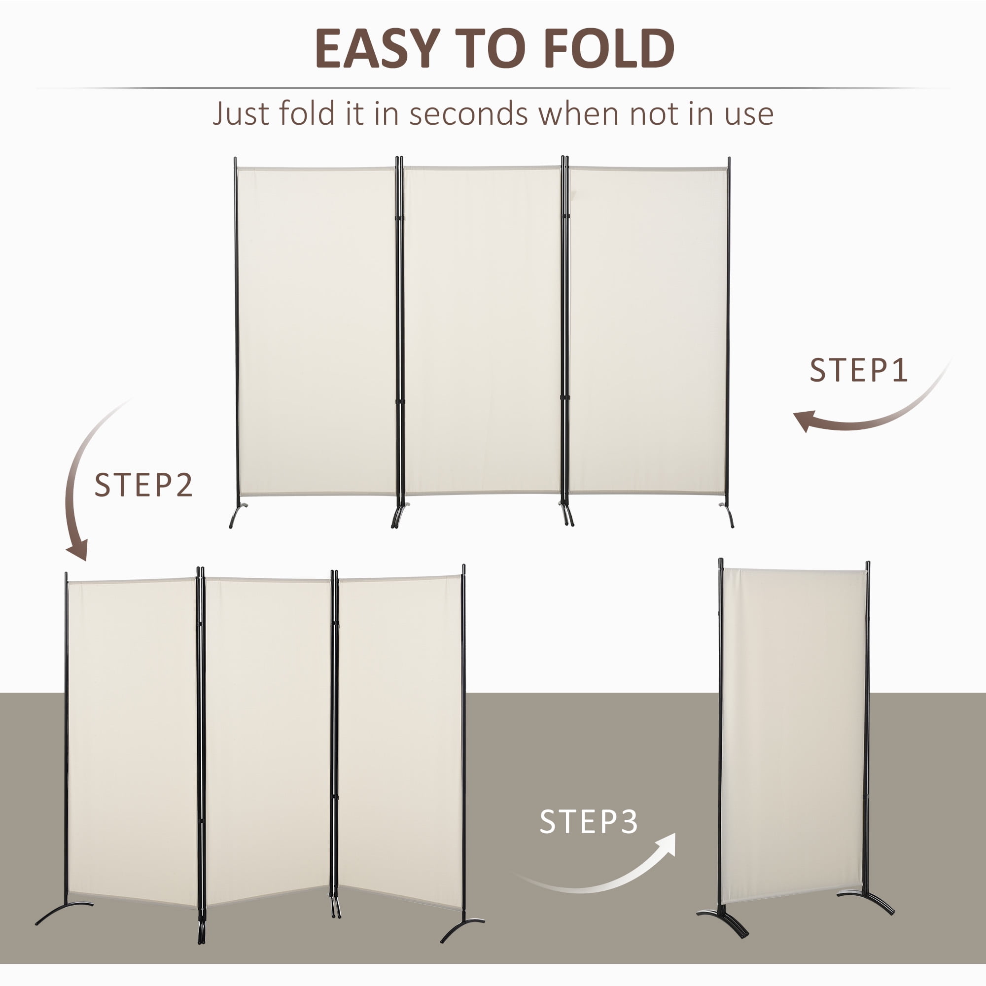HOMCOM 3-Panel Room Divider Folding Privacy Screen Beige