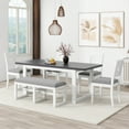 thumbnail image 2 of Dining Room Table Set for 6, 78" Extendable Rectangular Table with 18" Butterfly Leaf & 4 Upholstered Dining Chairs & Upholstered Bench, Modern Kitchen Table and Chairs, Grey, 2 of 9