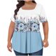 thumbnail image 1 of Tops Cortos para las Mujeres Impreso Cuello de Gran Tamaño Plisado Manga Corta Suelta Superior en Tamaños Más L-5xl, 1 of 4