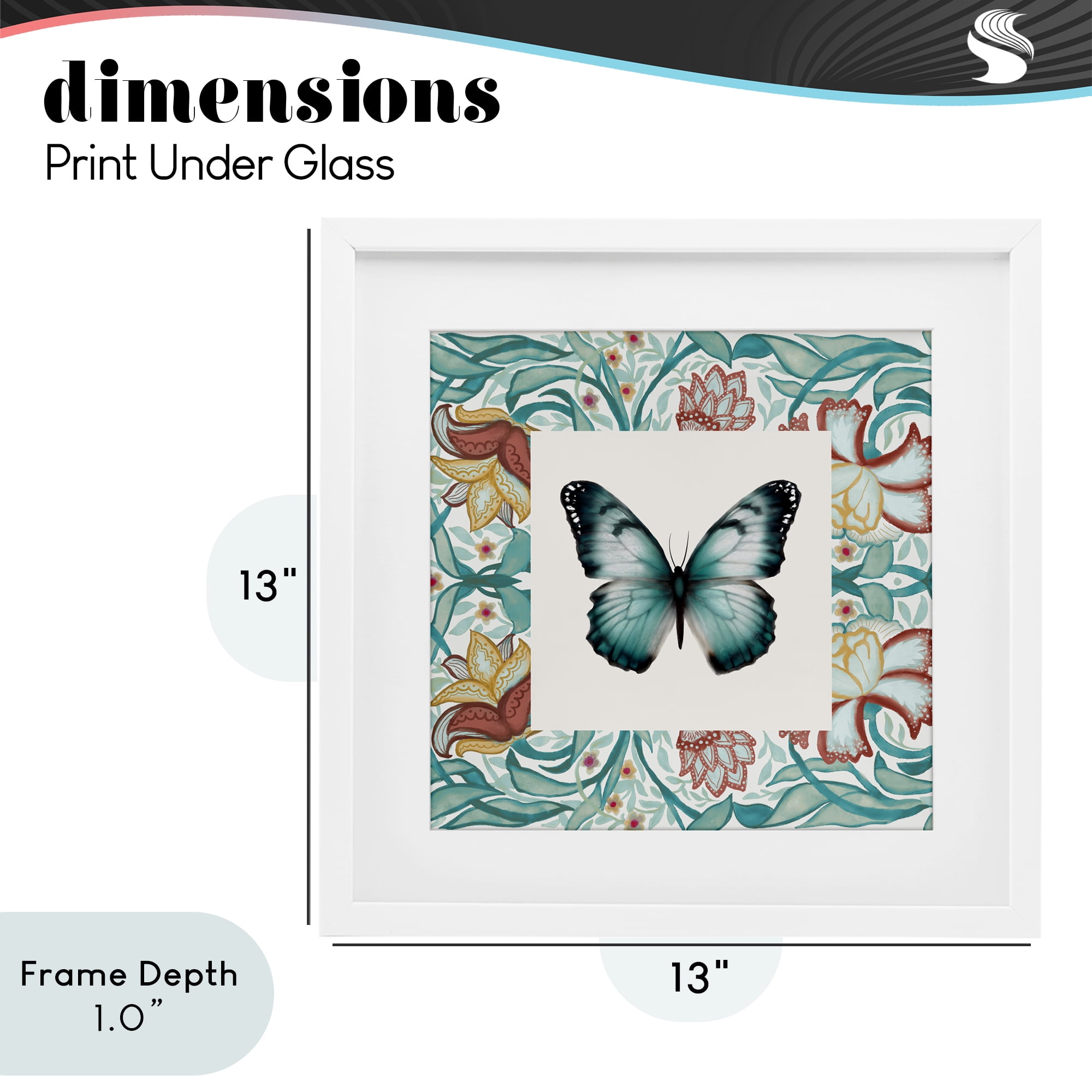 Stupell Industries Blue Toned Baroque Butterfly White Framed Print Under Glass, design by Elizabeth Medley