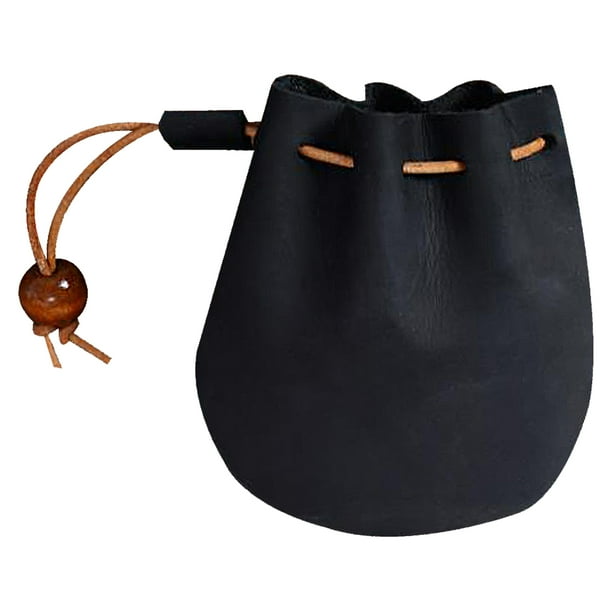 Monedero pequeño con cordón, bolso de mano de PU, monedero multifunción, llavero para artículos pequeños, color negro