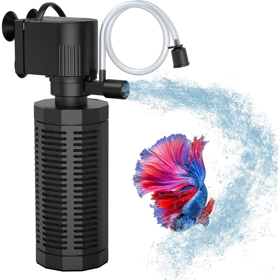 Aquarium Internal Filter for 20-50 Gallons, Ultra-Quiet Fish Tank Biochemical Filtration 320GPH Powerful Pump Submersible Clear Air Supply (13W Filter)