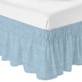 thumbnail image 2 of Light Blue Bed Skirt King Size 16 Inch Drop, Abstract Modern Farmhouse Solid Color Adjustable Elastic Dust Ruffles Bedskirt for King Bed Wrap Around Pleated Mattress Frame Cover, 2 of 9