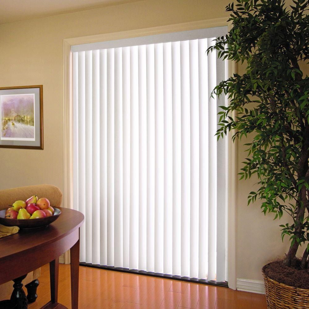 Vertical Hard Window Patio Blinds - White, 84" L x 78" W Plain & 3-1/2-Inch Vane - Easy Installation for All Patio Doors, Hardware Included - Aluminum Track for Durability, Anti-Static Slats