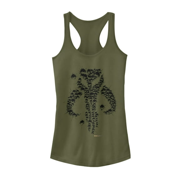 Junior's Star Wars: The Mandalorian Mythosaur Bullet Hole  Racerback Tank Top Military Green Small